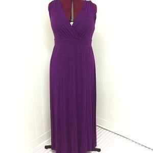 2XL MERONA Stretch Plum Maxi Wrap Dress with Lace